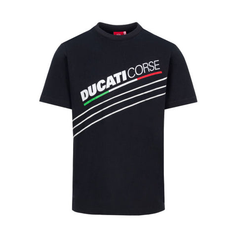 Ducati Corse Stripes Official MotoGP Race Team T-Shirt - Black
